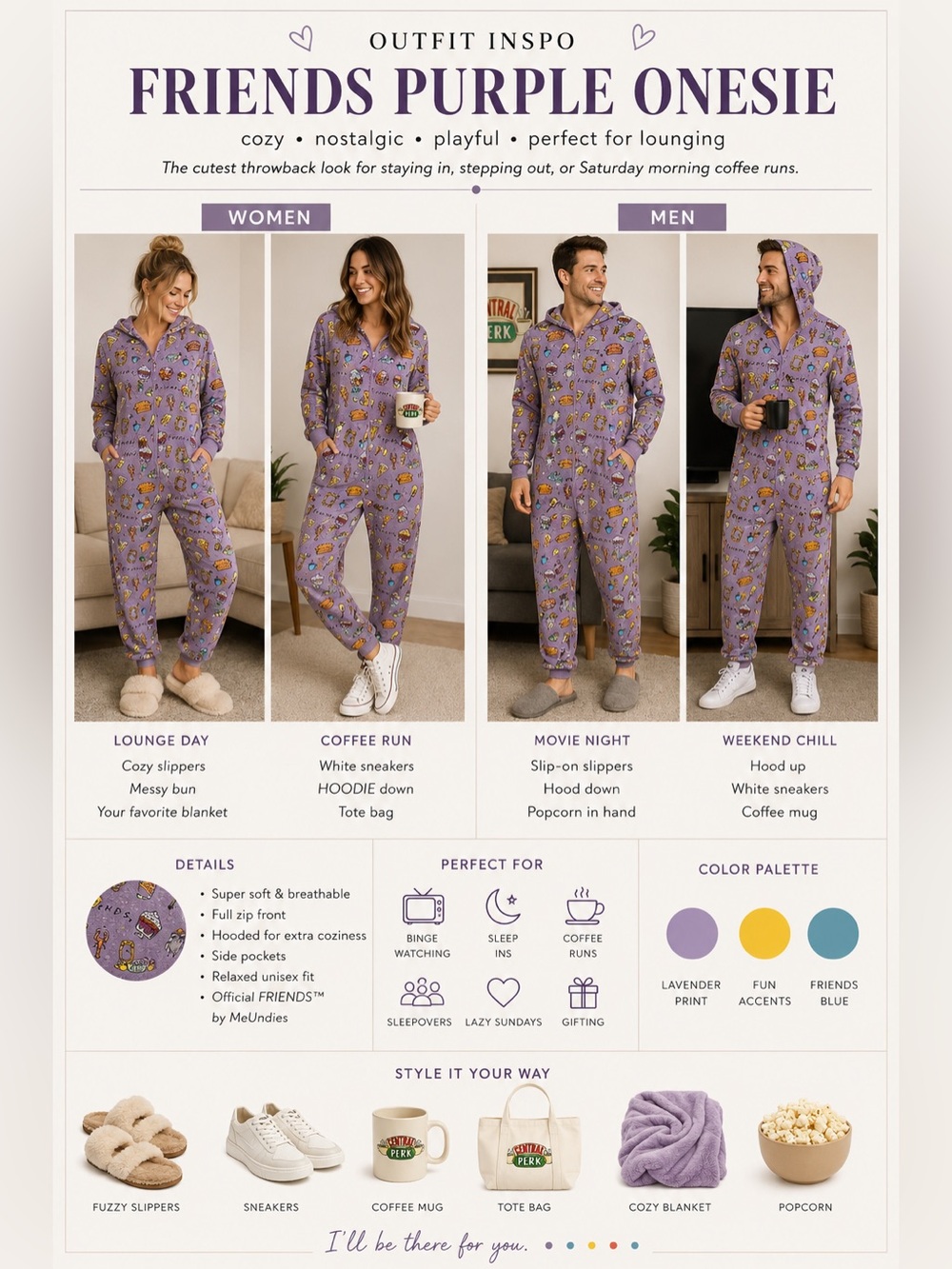 MeUndies x Friends TV Show Adult Onesie (Unisex M/L)